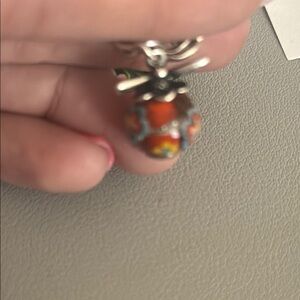 Silver and Orange Pendant Necklace